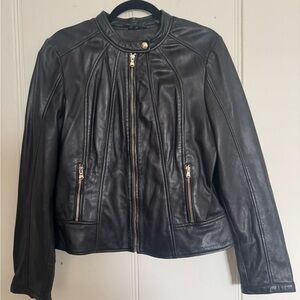 Guess Leather Motorcycle Jacket, Black, Size Large